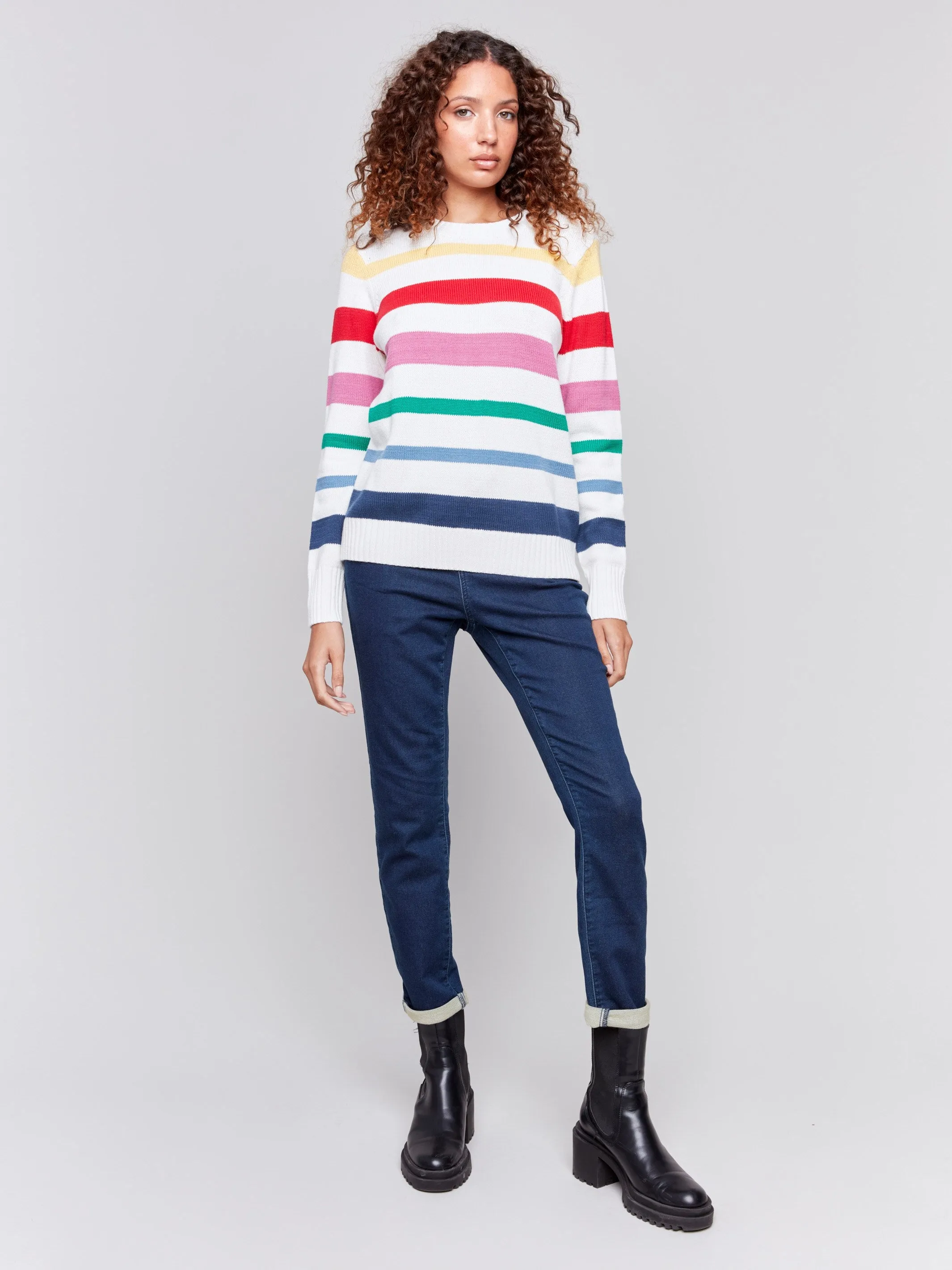 Striped Cotton Sweater - Multicolor