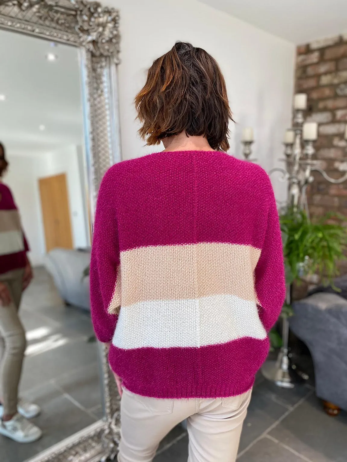 Striped Fluffy Knit Bella