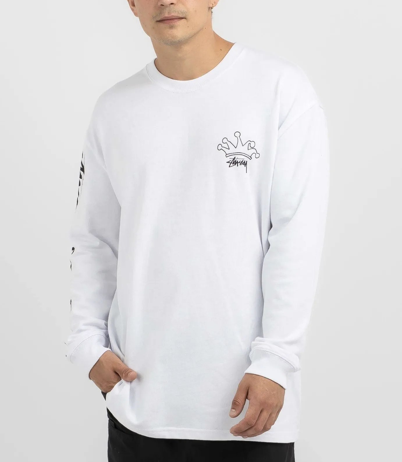 STUSSY  |Crew Neck Street Style Long Sleeves Plain Cotton