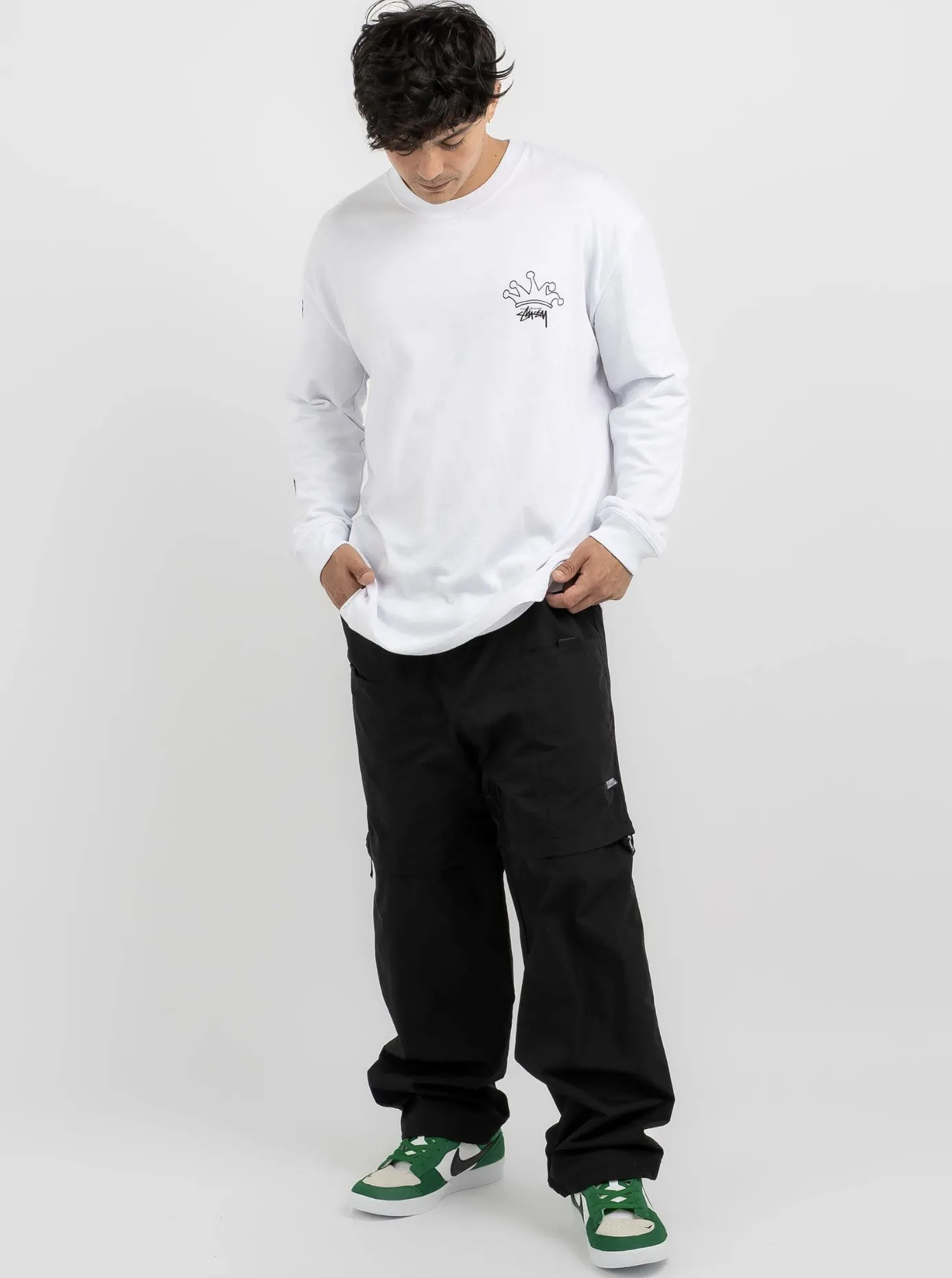 STUSSY  |Crew Neck Street Style Long Sleeves Plain Cotton