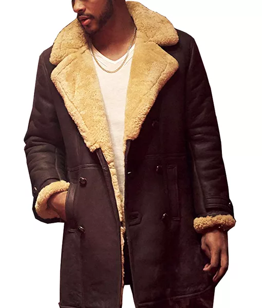 Superfly Trevor Jackson Leather Shearling Coat | Brown Jacket