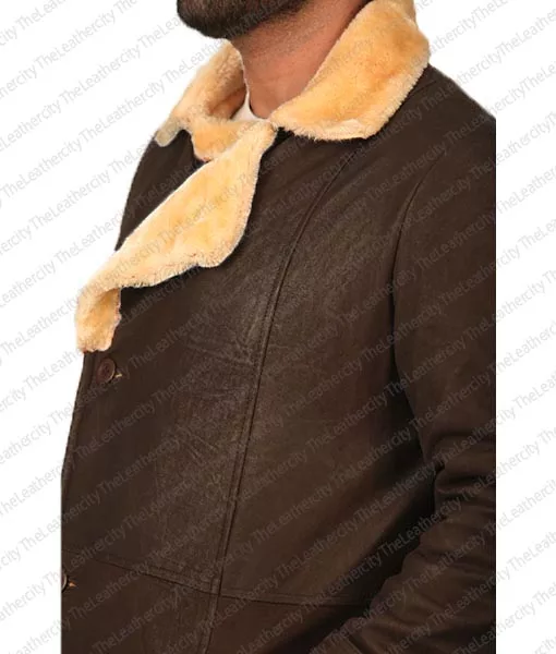 Superfly Trevor Jackson Leather Shearling Coat | Brown Jacket