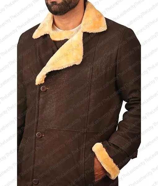 Superfly Trevor Jackson Leather Shearling Coat | Brown Jacket