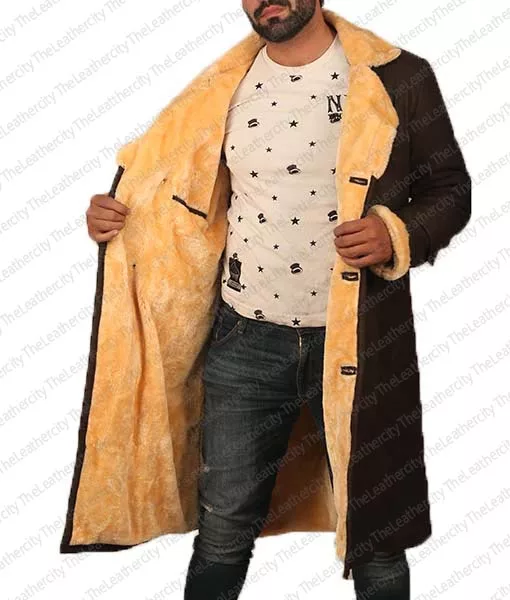 Superfly Trevor Jackson Leather Shearling Coat | Brown Jacket