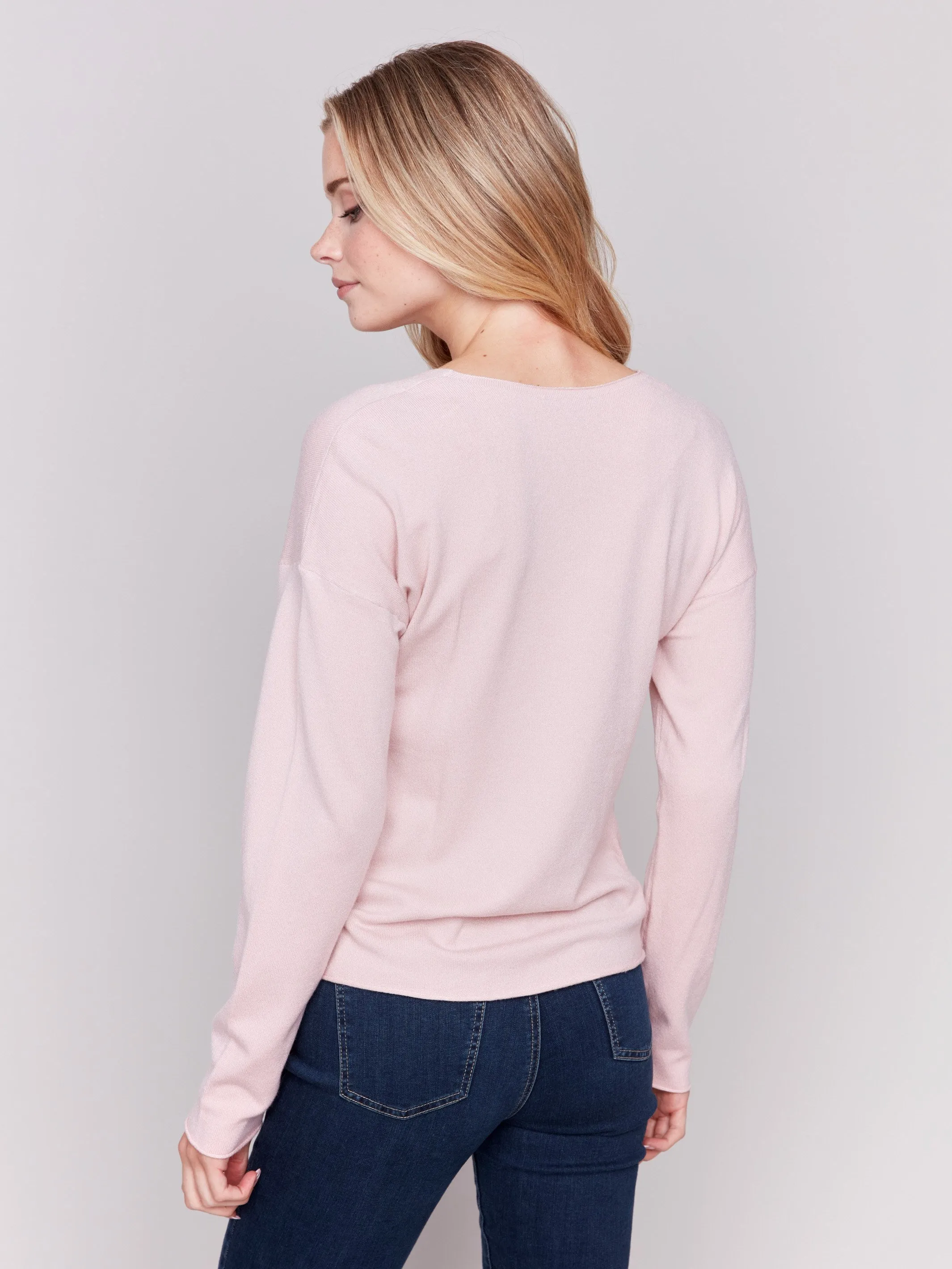 Sweater with Front Knot Detail - Quartz