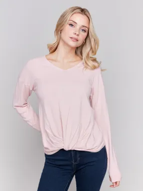 Sweater with Front Knot Detail - Quartz