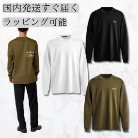 TATRAS  |Unisex Street Style U-Neck Long Sleeves Plain Cotton Khaki