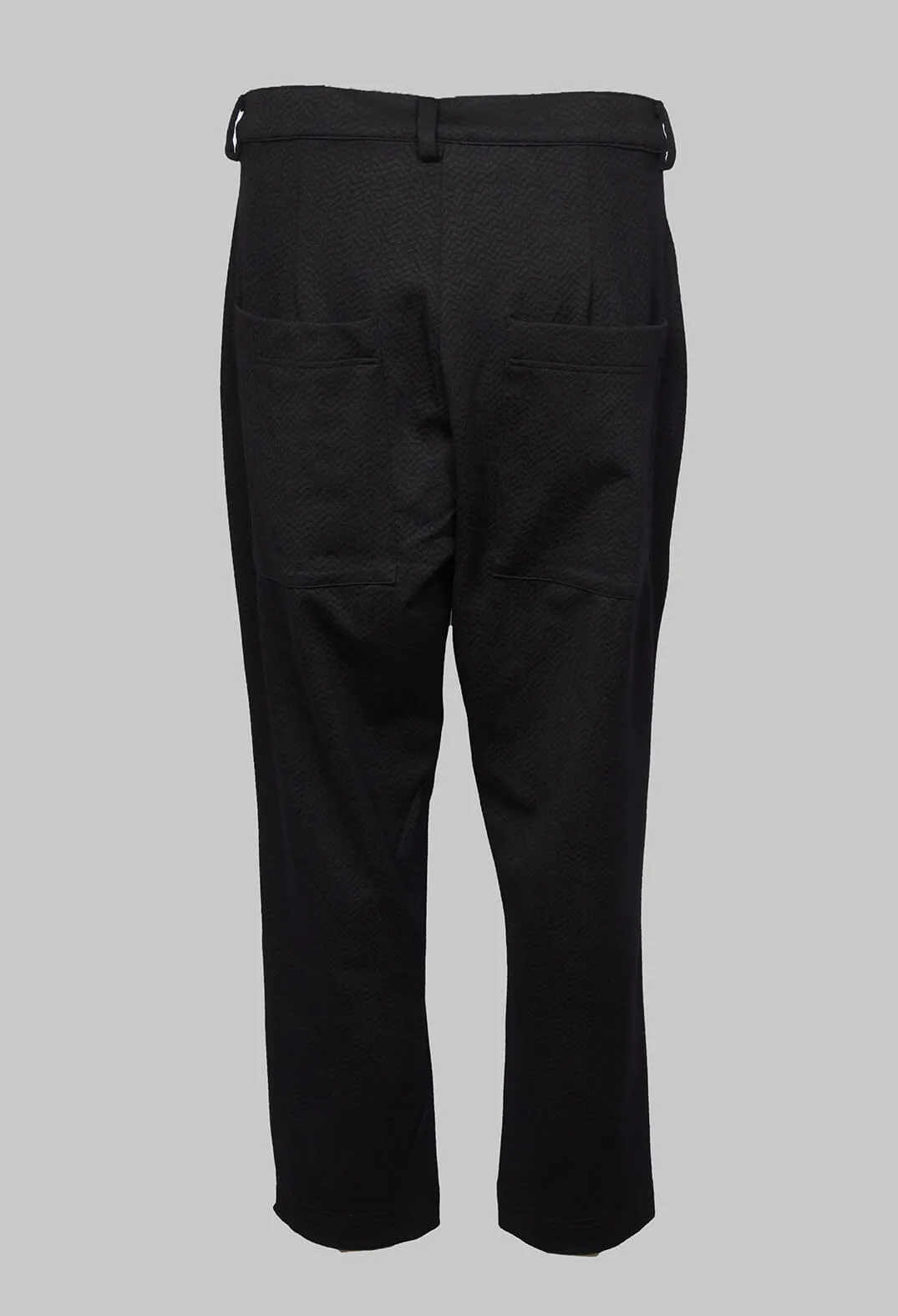 Textured Cropped Ankle Trousers in Black