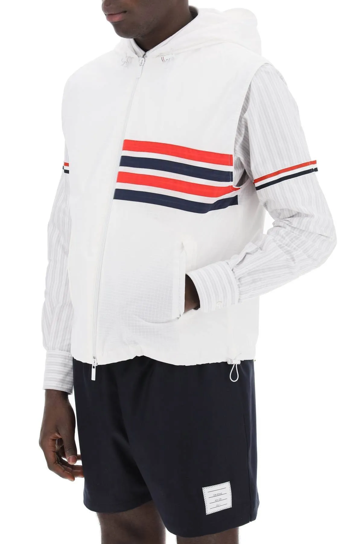 THOM BROWNE  |Pullovers Stripes Nylon Street Style Plain Logo Designers