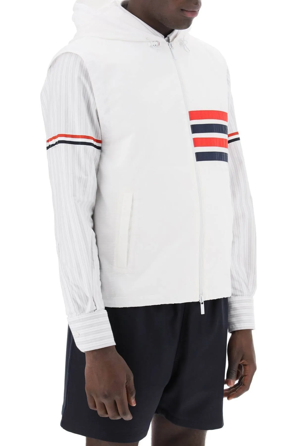 THOM BROWNE  |Pullovers Stripes Nylon Street Style Plain Logo Designers