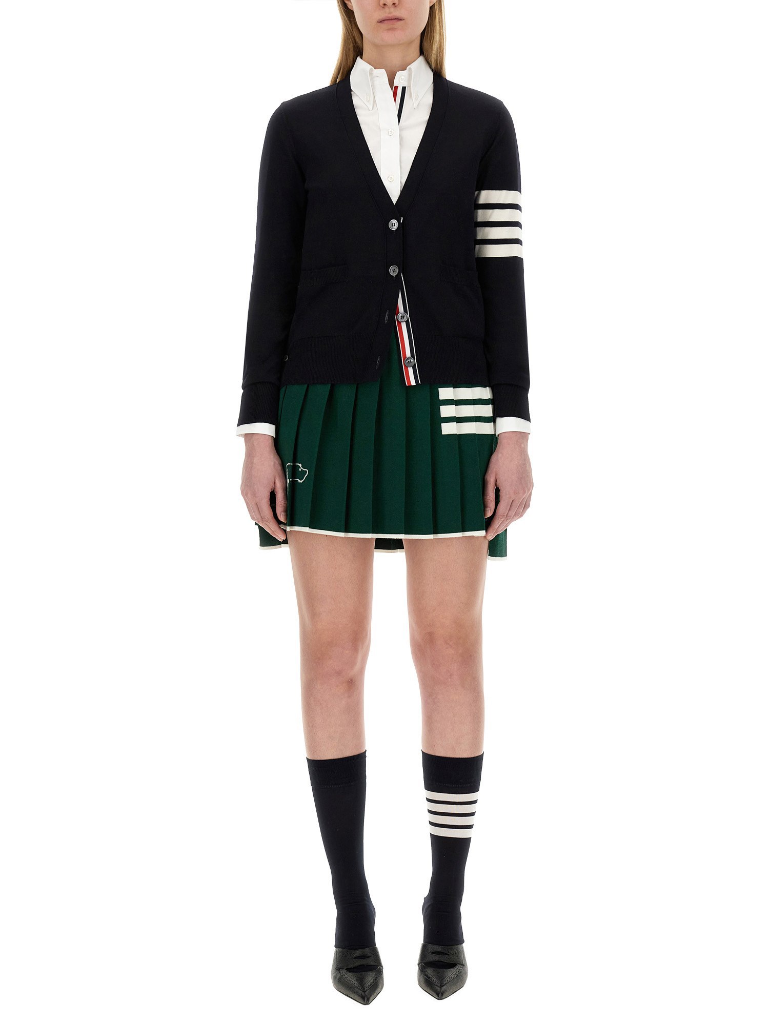 THOM BROWNE    VIRGIN WOOL CARDIGAN