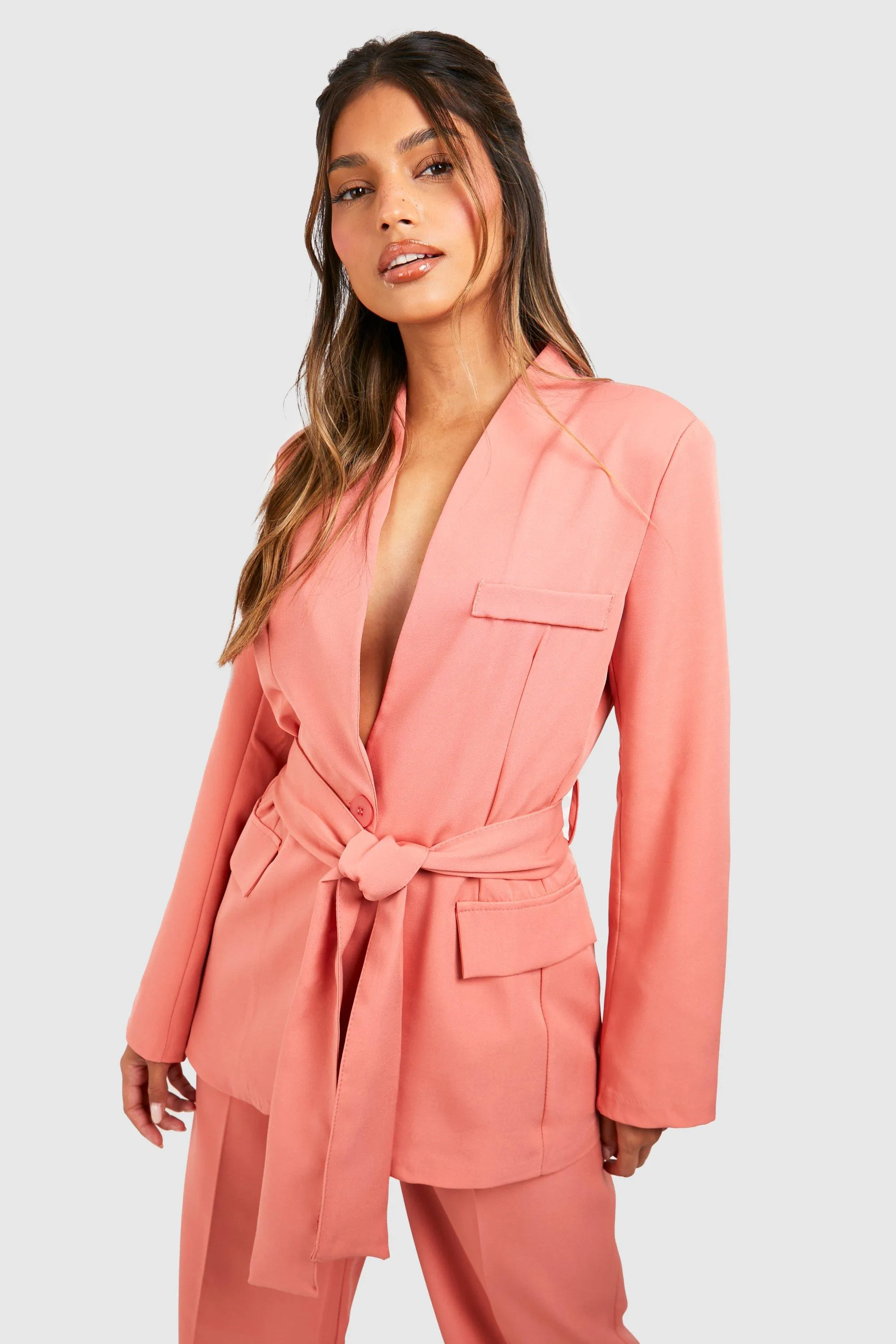 Tie Waist Longline Blazer