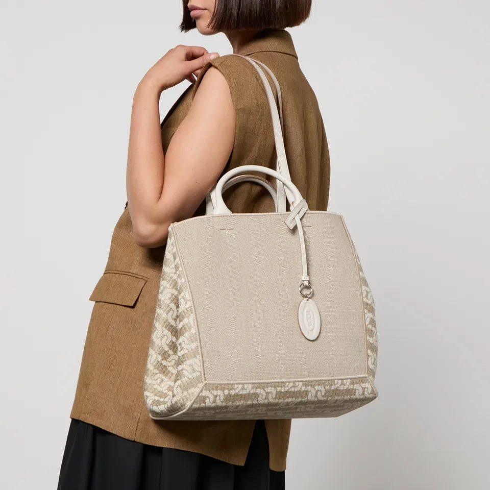 Tod's Large Canvas and Jacquard Tote Bag | Coggles