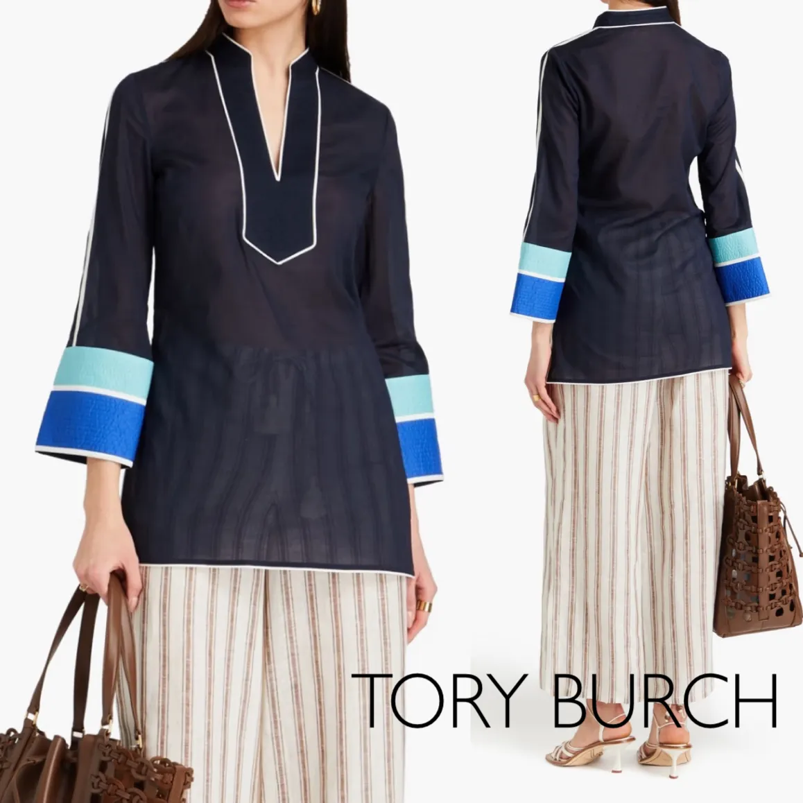 Tory Burch  |Casual Style Cropped Plain Cotton Office Style Elegant Style