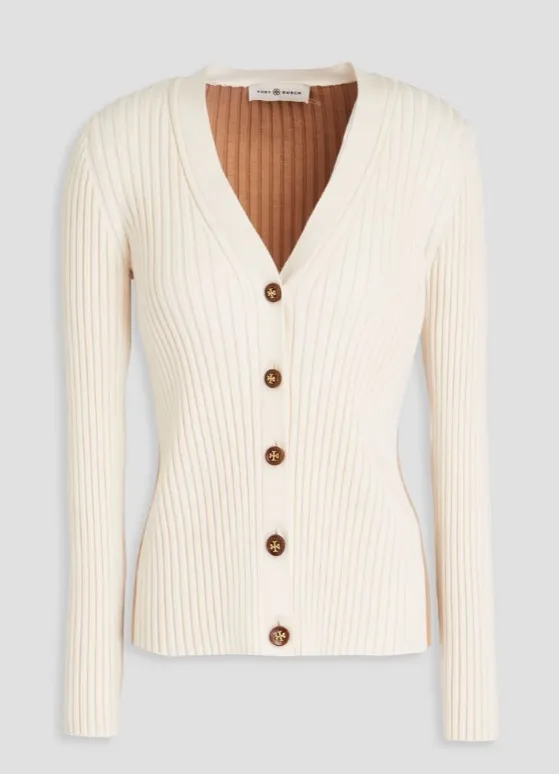 Tory Burch  |Casual Style Long Sleeves Plain Office Style Logo Cardigans