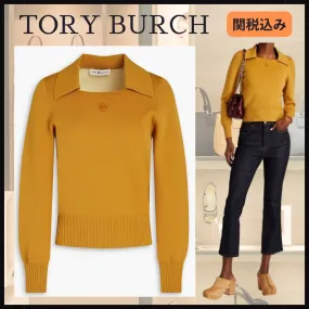 Tory Burch  |Casual Style Nylon Rib Blended Fabrics Long Sleeves Plain