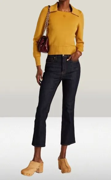 Tory Burch  |Casual Style Nylon Rib Blended Fabrics Long Sleeves Plain