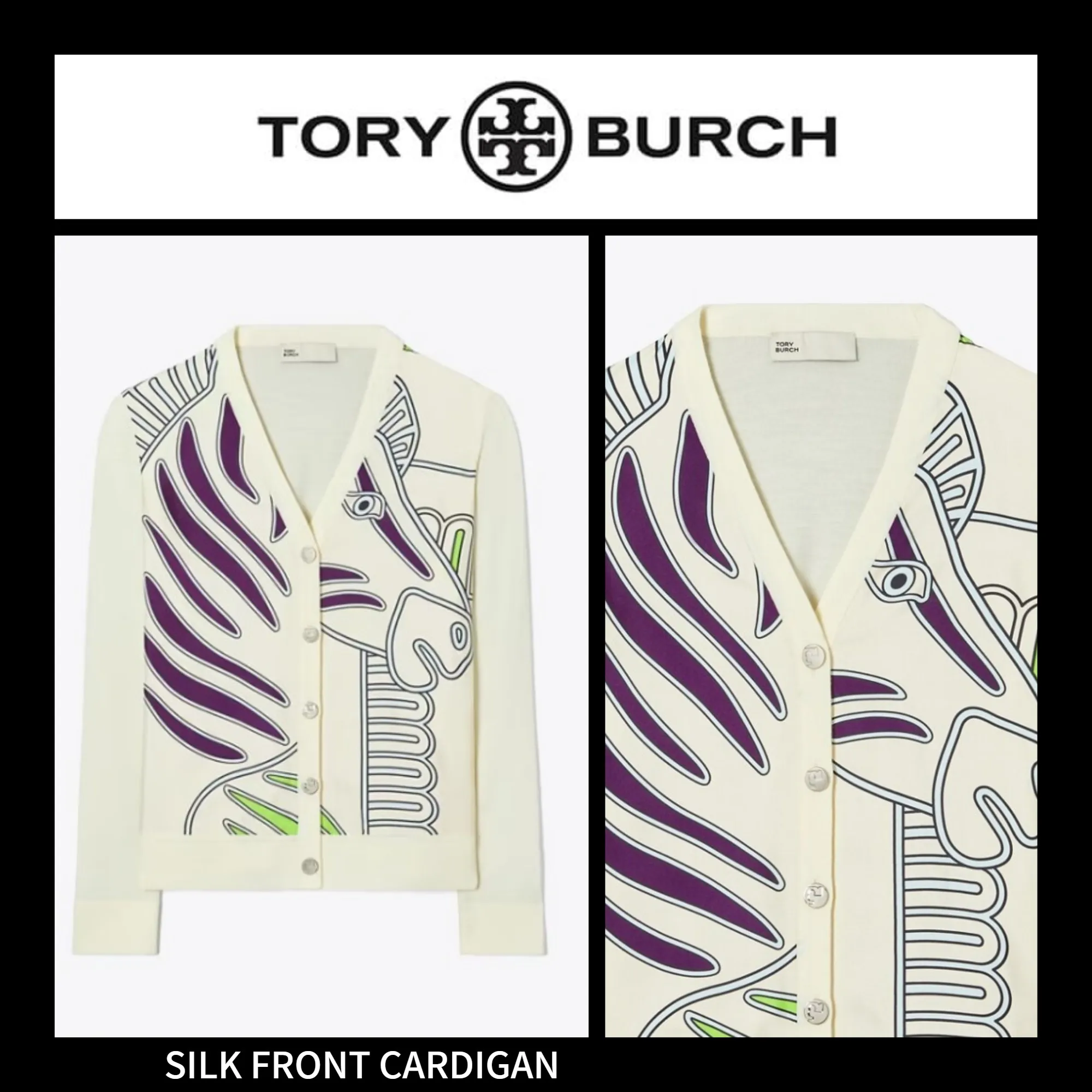 Tory Burch  |Casual Style Unisex Silk Street Style Plain Logo Cardigans