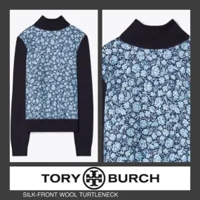 Tory Burch  |Casual Style Unisex Street Style Logo V-neck & Crew neck