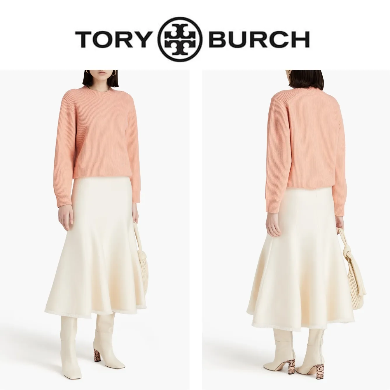 Tory Burch  |Crew Neck Casual Style Wool Rib Long Sleeves Plain