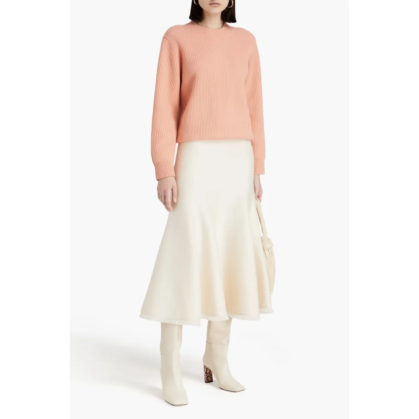 Tory Burch  |Crew Neck Casual Style Wool Rib Long Sleeves Plain