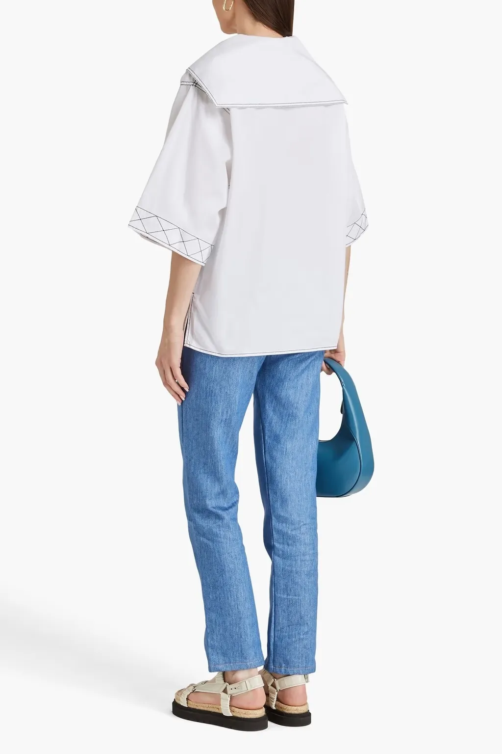 Tory Burch  |Cropped Plain Cotton Logo Tunics