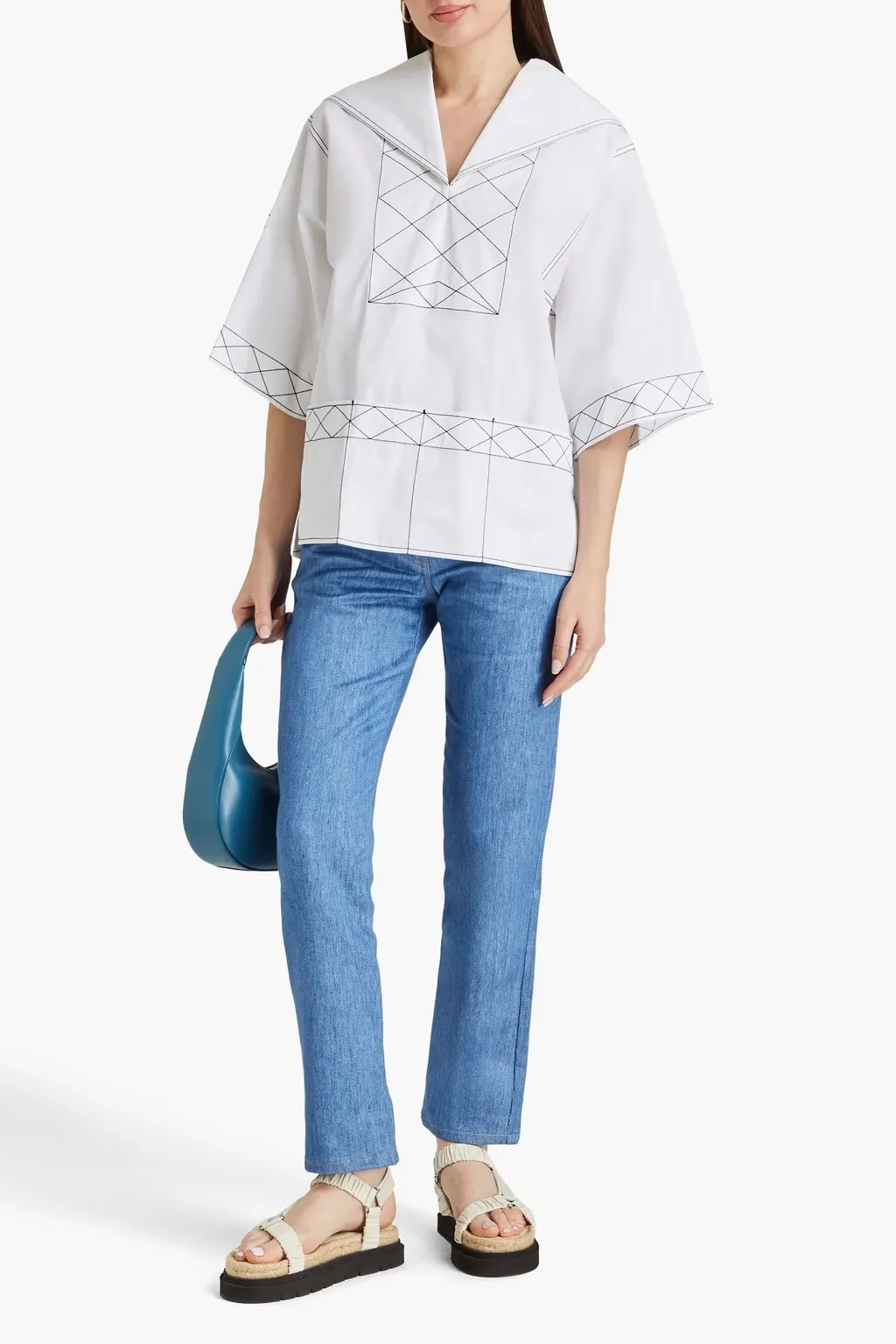 Tory Burch  |Cropped Plain Cotton Logo Tunics