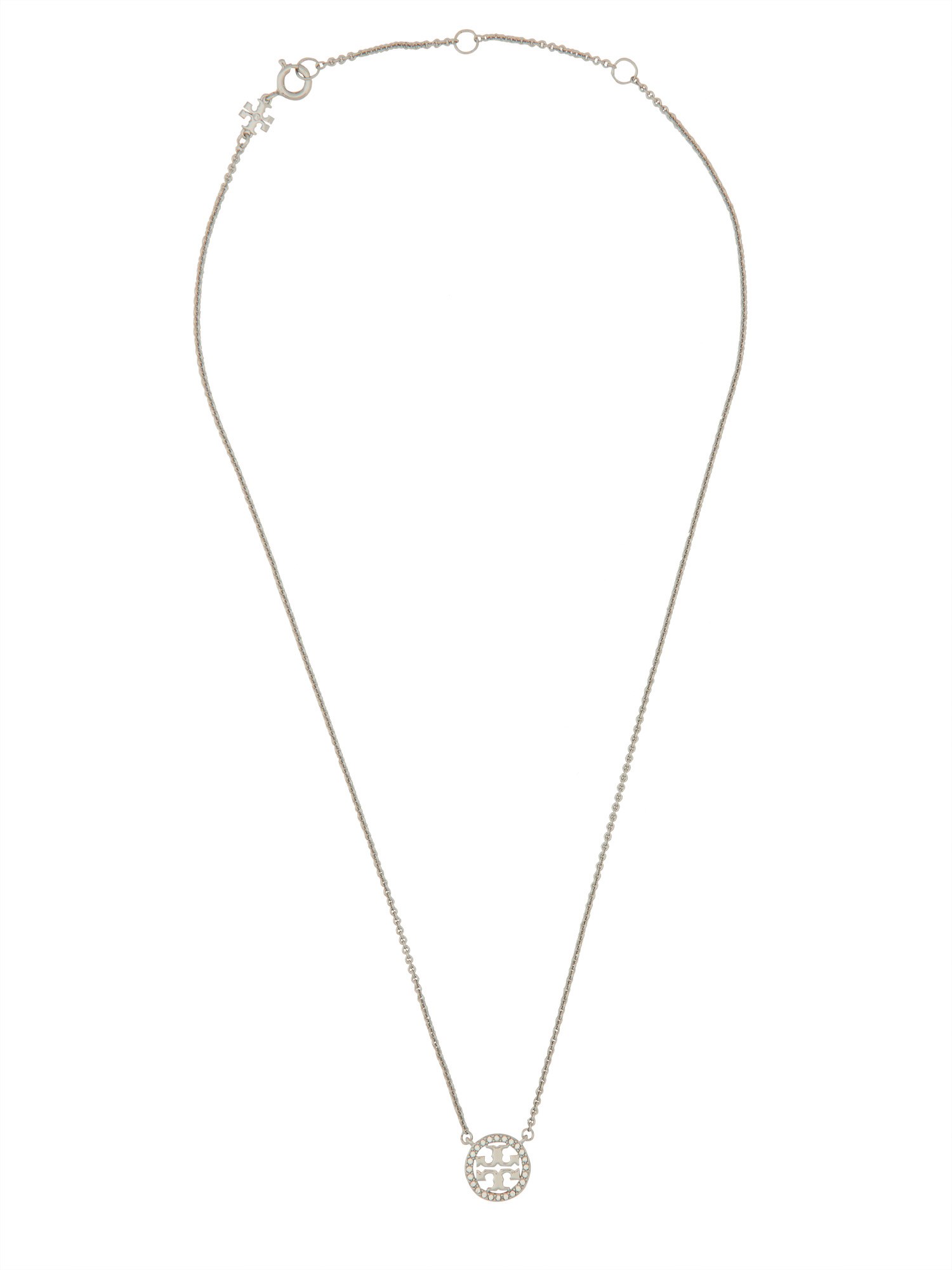 TORY BURCH    CRYSTAL LOGO NECKLACE