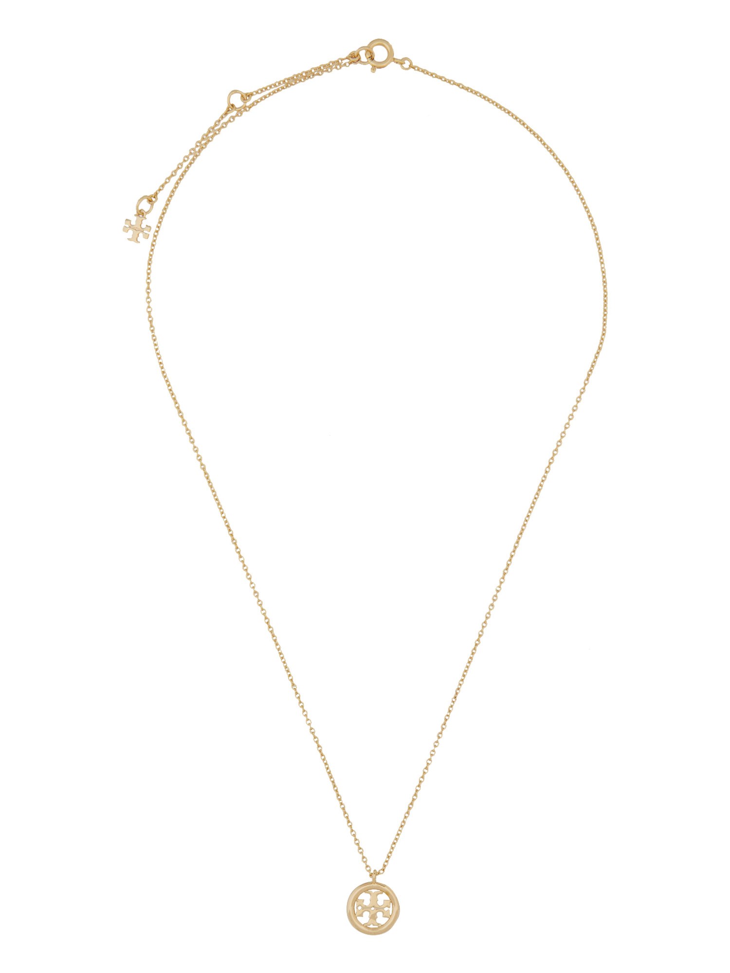 TORY BURCH    MILLER STEEL NECKLACE WITH LOGO PENDANT