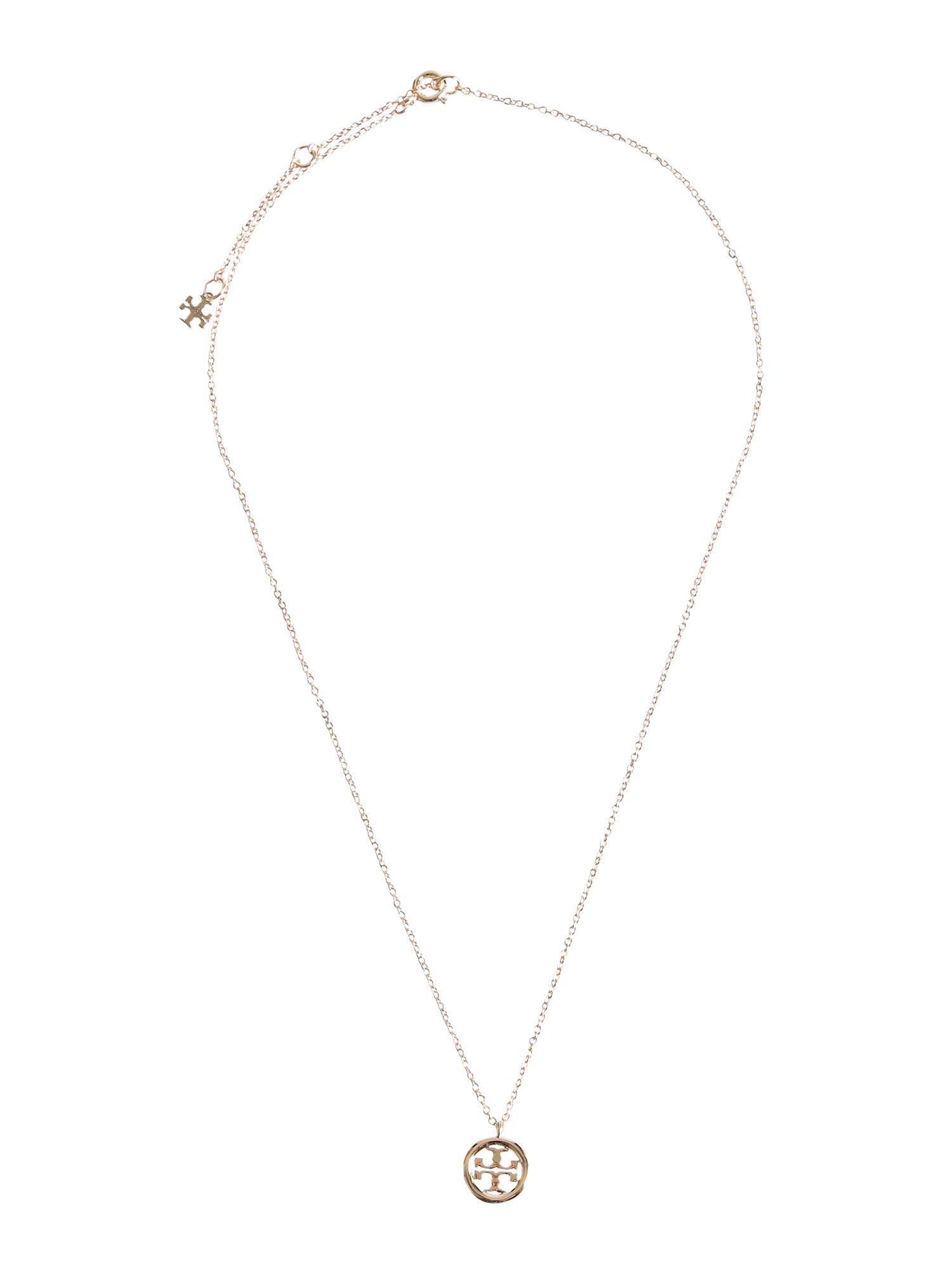 TORY BURCH    MILLER STEEL NECKLACE WITH LOGO PENDANT