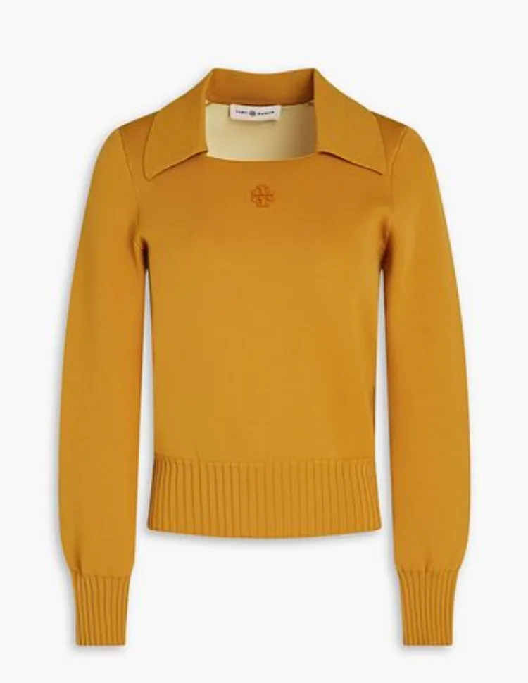 Tory Burch  |Plain Office Style Logo V-neck & Crew neck