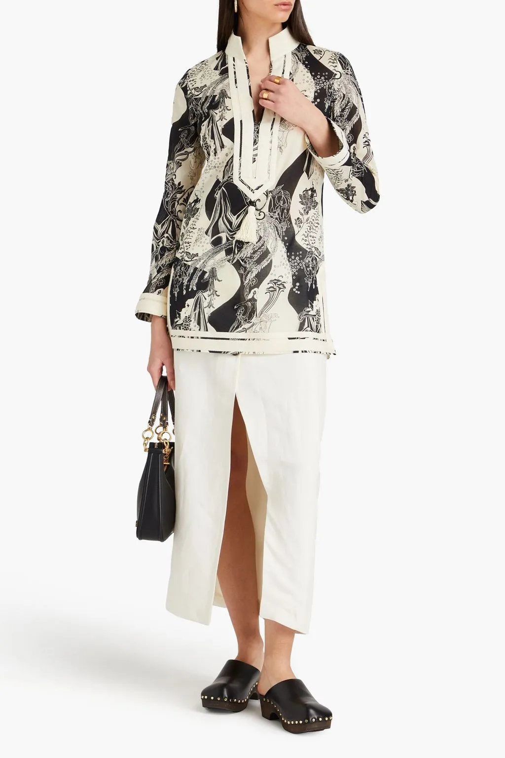 Tory Burch  |Tassel Long Sleeves Cotton Tunics