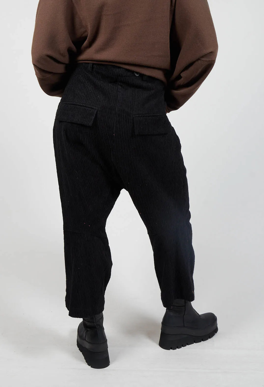 Trousers with Attachable Brace in Black