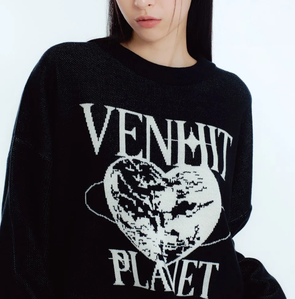 VENHIT  |Heart Unisex Street Style Long Sleeves Oversized Logo