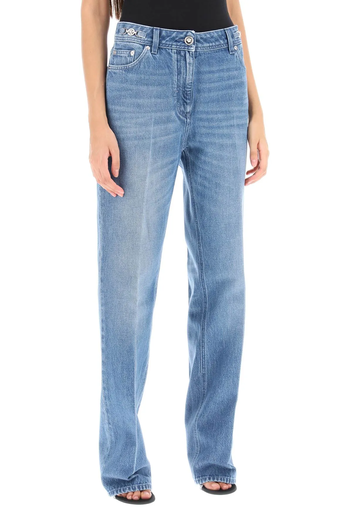 Versace boyfriend jeans with tailored crease