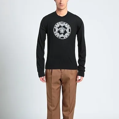 VERSACE  |Unisex Wool Street Style U-Neck Long Sleeves Plain