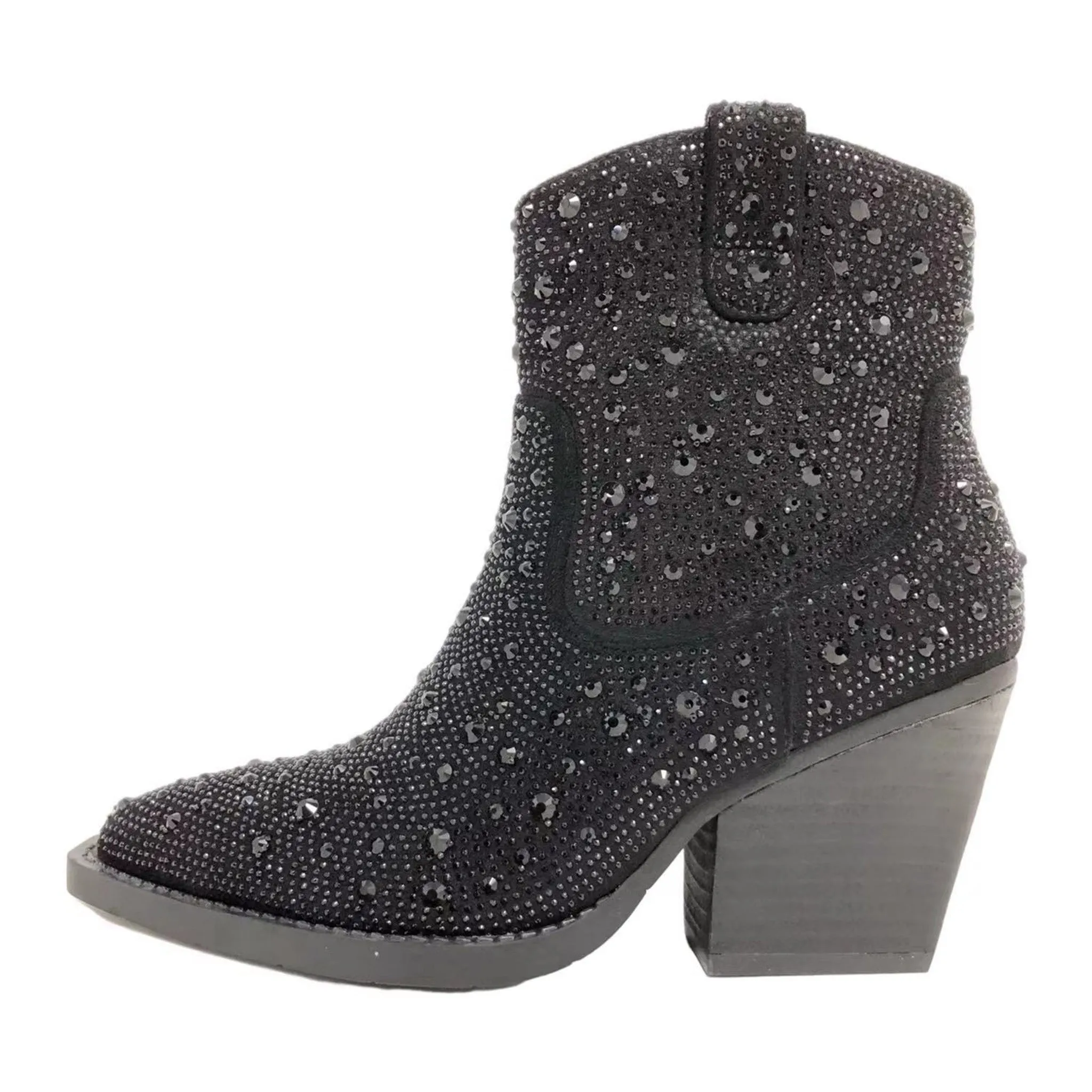 Very G Women's Black Sparkle Karen Bootie