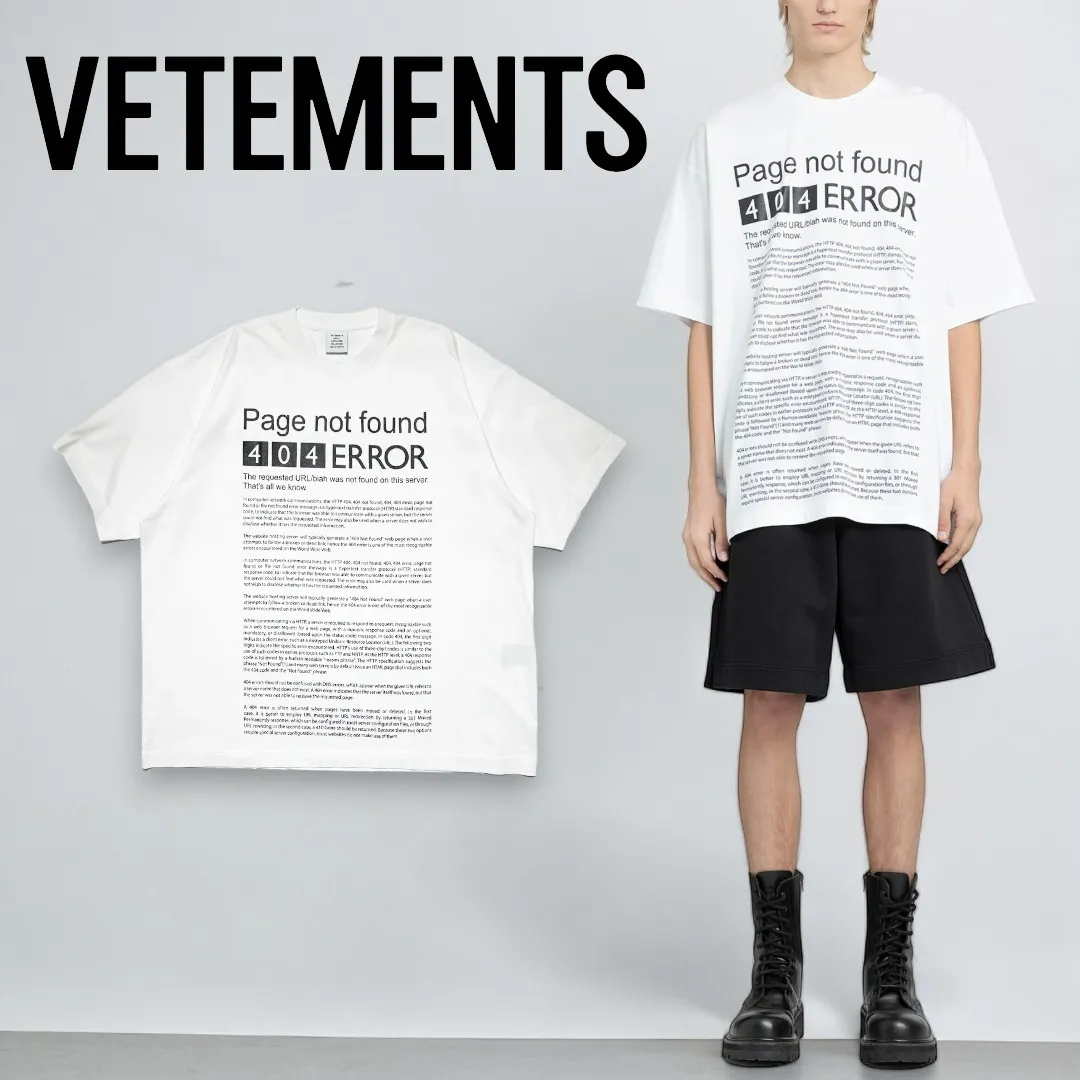 VETEMENTS  |Crew Neck Pullovers Unisex Street Style Cotton Short Sleeves