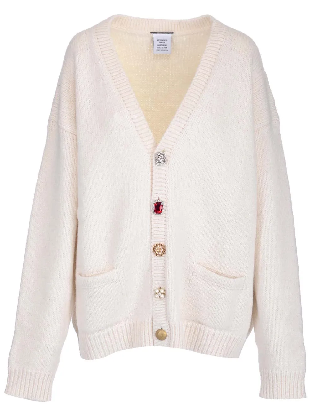 Vetements Embellished-Button Knit Cardigan