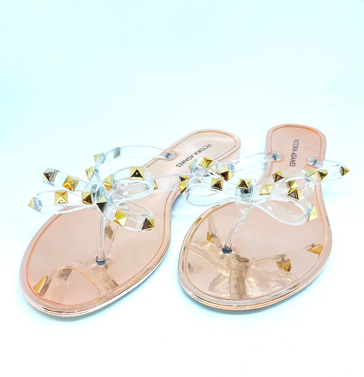 Victoria Adames Valencia Chrome Jelly Sandals Rose Gold