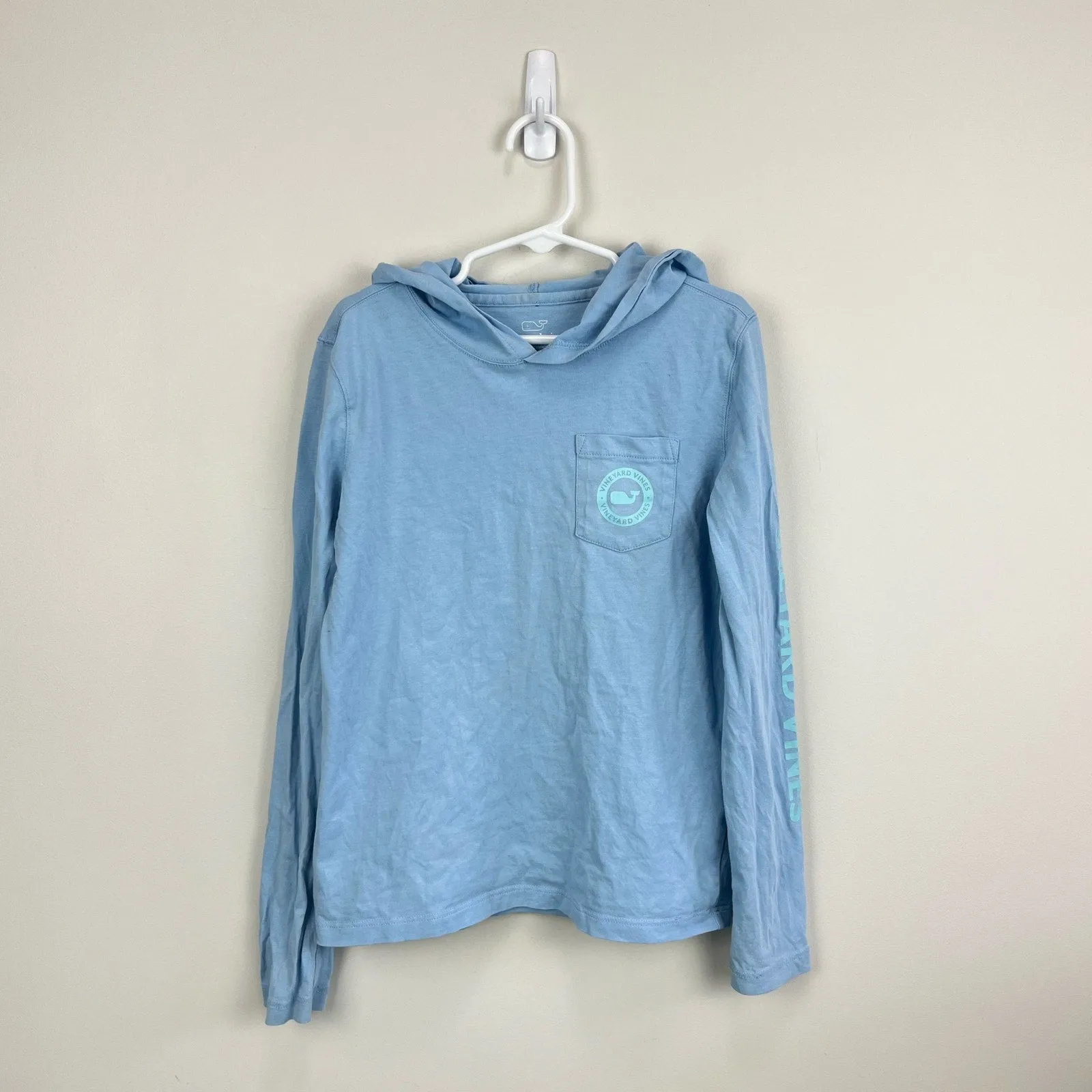 Vineyard Vines Long Sleeve Hoodie Whale Pocket Tee Small 7-8