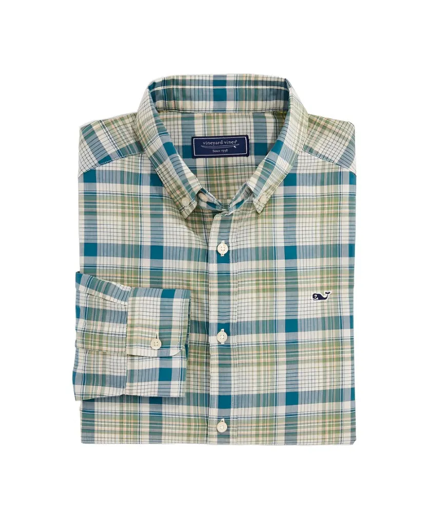 Vineyard Vines Mens Cotton Madras Plaid Long Sleeve Button Down Shirt