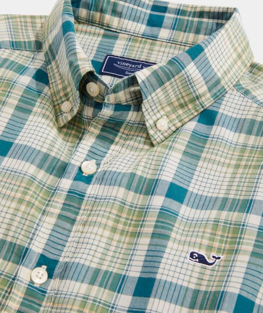 Vineyard Vines Mens Cotton Madras Plaid Long Sleeve Button Down Shirt