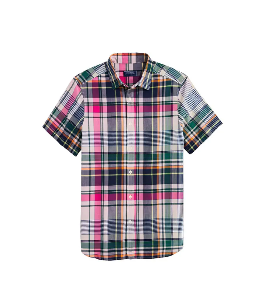 Vineyard Vines Mens Cotton Madras Short Sleeve Plaid Shirt