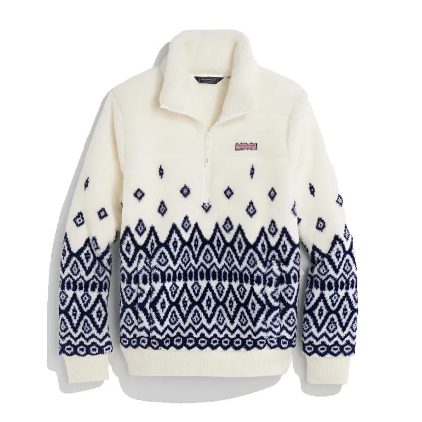 Vineyard Vines Womens Fair Isle Plush Teddy Shep Sweatshirt