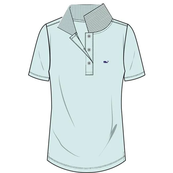 Vineyard Vines Women's Short Sleeve Pique Polo 2K1066 Crystal Blue