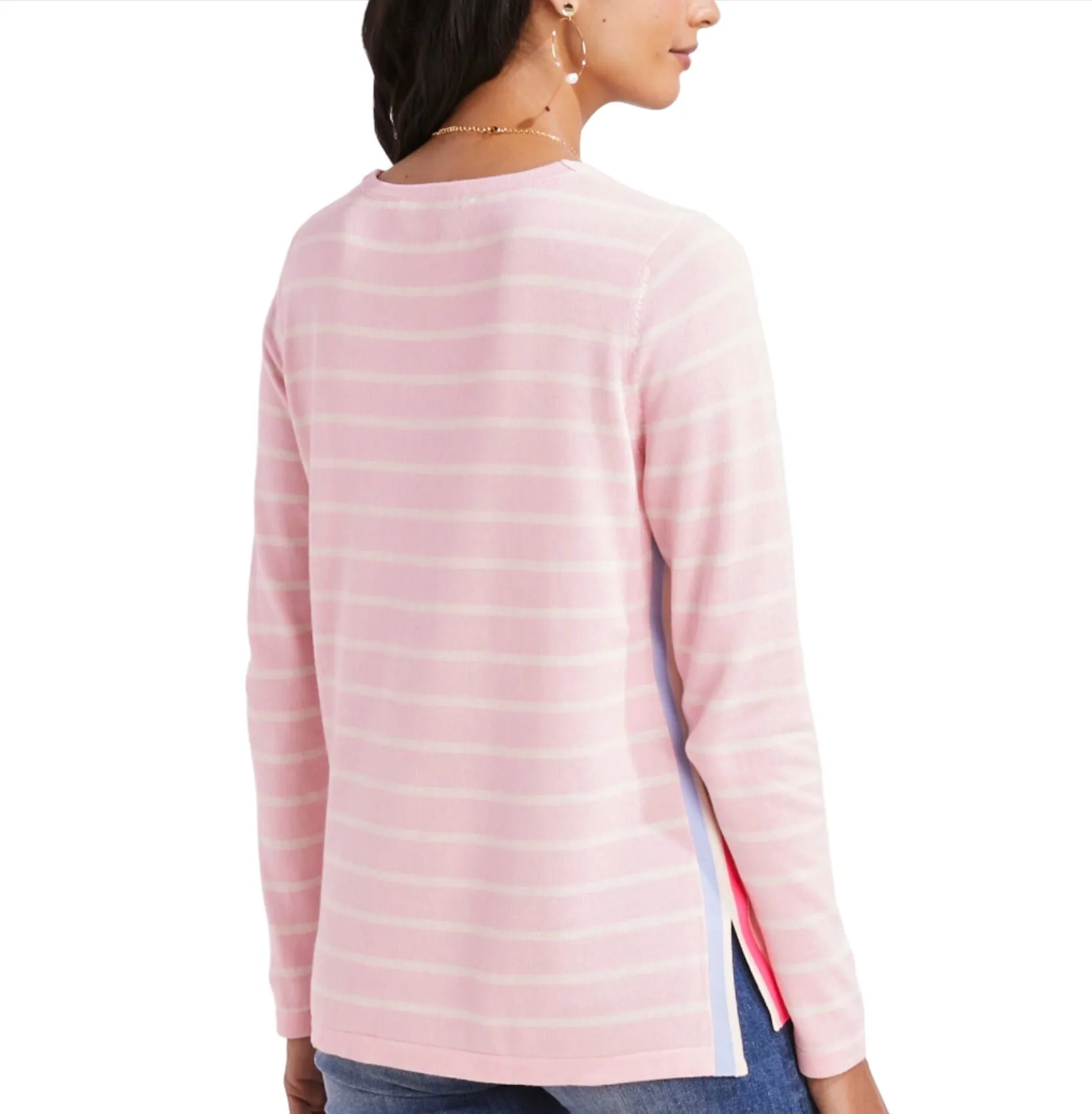 Vineyard Vines Womens Side Seam Pop Stripe V-Neck Long Sleeve Shirt