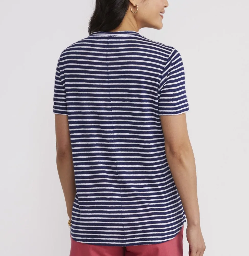 Vineyard Vines Womens Striped Linen V-Neck T-Shirt