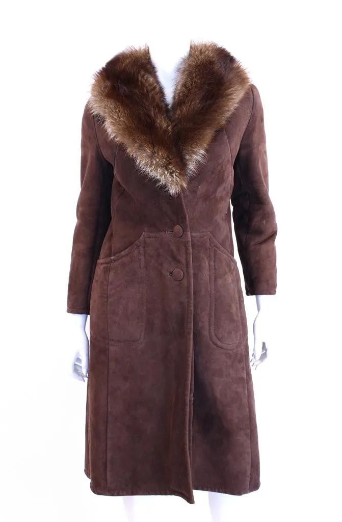 Vintage 70's Shearling Coat w/Fur Collar