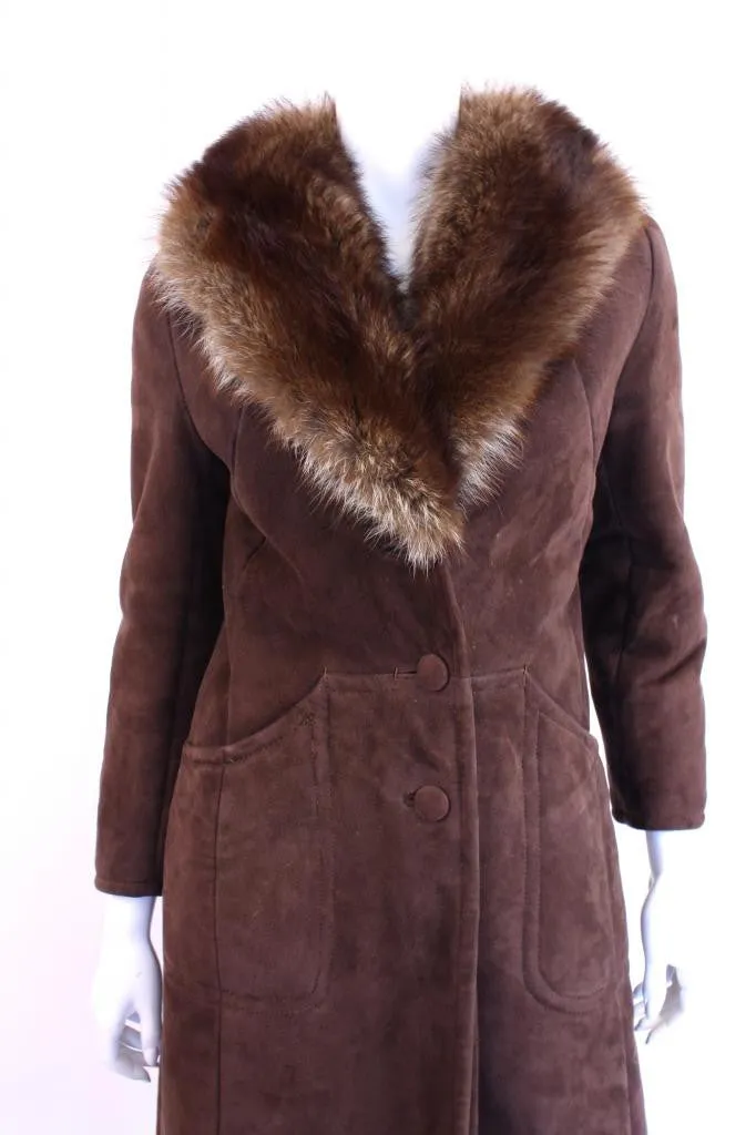 Vintage 70's Shearling Coat w/Fur Collar